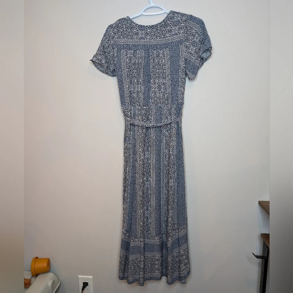 Knox Rose Blue & White  Wrap Tie Waist Style Flowy Dress Flutter Sleeve Women S - Picture 9 of 11